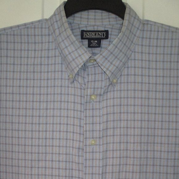 Lands' End | Shirts | Lands End Mens Ls Blue Cotton Button Down Dress ...